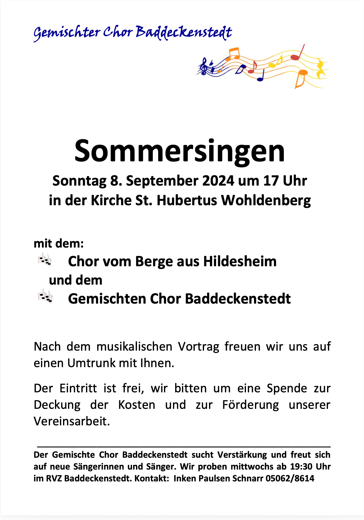Plakat des Sommersingens 2024